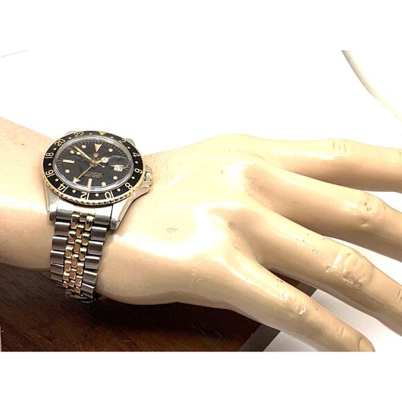 Rolex Men's Watch 1675 GMT Master Automatic Vintage 1979 Black Dial Two Tone - Picture 4 of 15